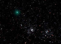 STILL: Comet Hartley (C/103P) and the Double Cluster in Perseus
