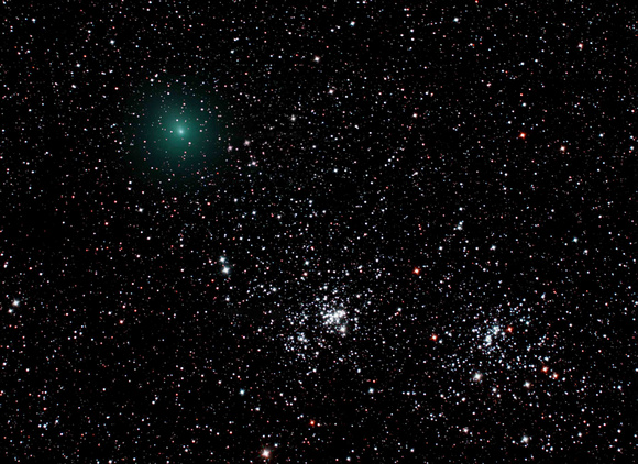 Double Cluster in Perseus (w Comet Hartley)